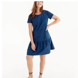 Universal Standard J Crew Womens 2X Poplin Mini Dress Blue Short Sleeve NWT
